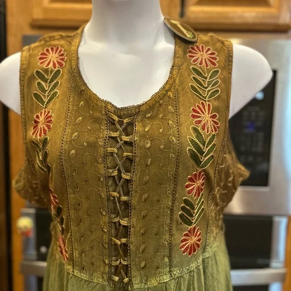 Bohemian Multicolor Lace-Up Dress - Picture 3 of 5